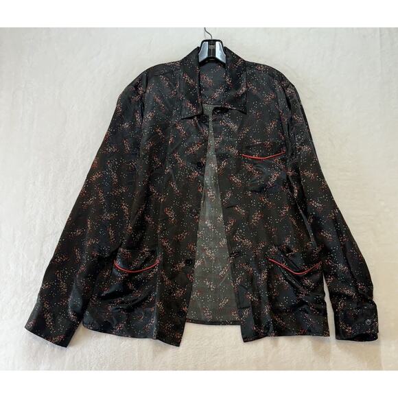Bottega Veneta Black Pixel Pattern Pyjama Shirt Mens 50/M Graphic Silk Blend - Picture 5 of 16